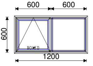 Residential Non-Thermal Double Glazed  Sash+Fixed Window 600mm (H) x 1200mm (W)