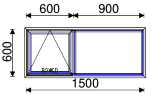 Residential Non-Thermal Double Glazed  Sash+Fixed Window 600mm (H) x 1500mm (W)