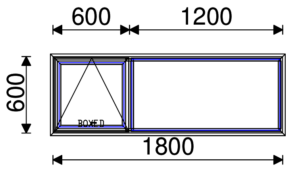 Residential Non-Thermal Double Glazed  Sash+Fixed Window 600mm (H) x 1800mm (W)