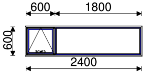 Residential Non-Thermal Double Glazed  Sash+Fixed Window 600mm (H) x 2400mm (W)