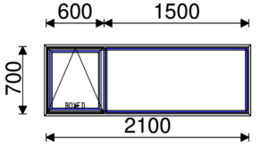 Residential Non-Thermal Double Glazed  Sash+Fixed Window 700mm (H) x 2100mm (W)