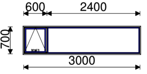 Residential Non-Thermal Double Glazed  Sash+Fixed Window 700mm (H) x 3000mm (W)