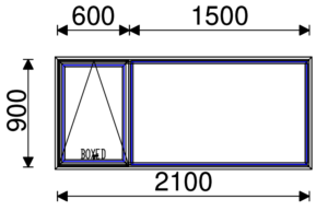 Residential Non-Thermal Double Glazed  Sash+Fixed Window 900mm (H) x 2100mm (W)