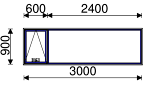Residential Non-Thermal Double Glazed  Sash+Fixed Window 900mm (H) x 3000mm (W)