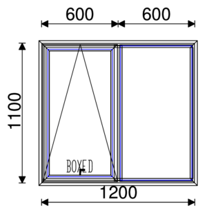 Residential Non-Thermal Double Glazed  Sash+Fixed Window 1100mm (H) x 1200mm (W)