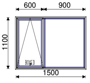 Residential Non-Thermal Double Glazed  Sash+Fixed Window 1100mm (H) x 1500mm (W)