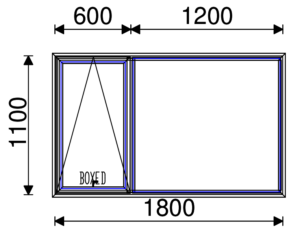 Residential Non-Thermal Double Glazed  Sash+Fixed Window 1100mm (H) x 1800mm (W)